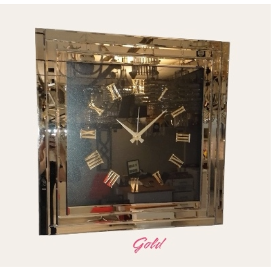 PAK-106 KARE SAAT BRONZ RENGİ ROMA RAKAMLI İÇİ SİYAH 70X70 ÖLÇÜSÜ