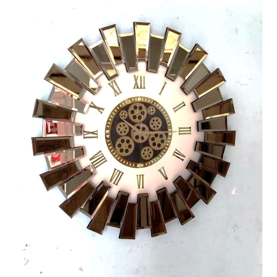 PAK-101 PİYANO SAAT BRONZ RENGİ ROMA RAKAMLI BEYAZ ZEMİN 80 CM ÇAPLI ÇARKLI